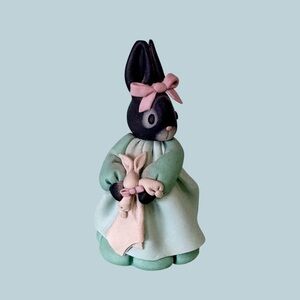 Miniature handmade clay bunny, 2” tall, perfect condition